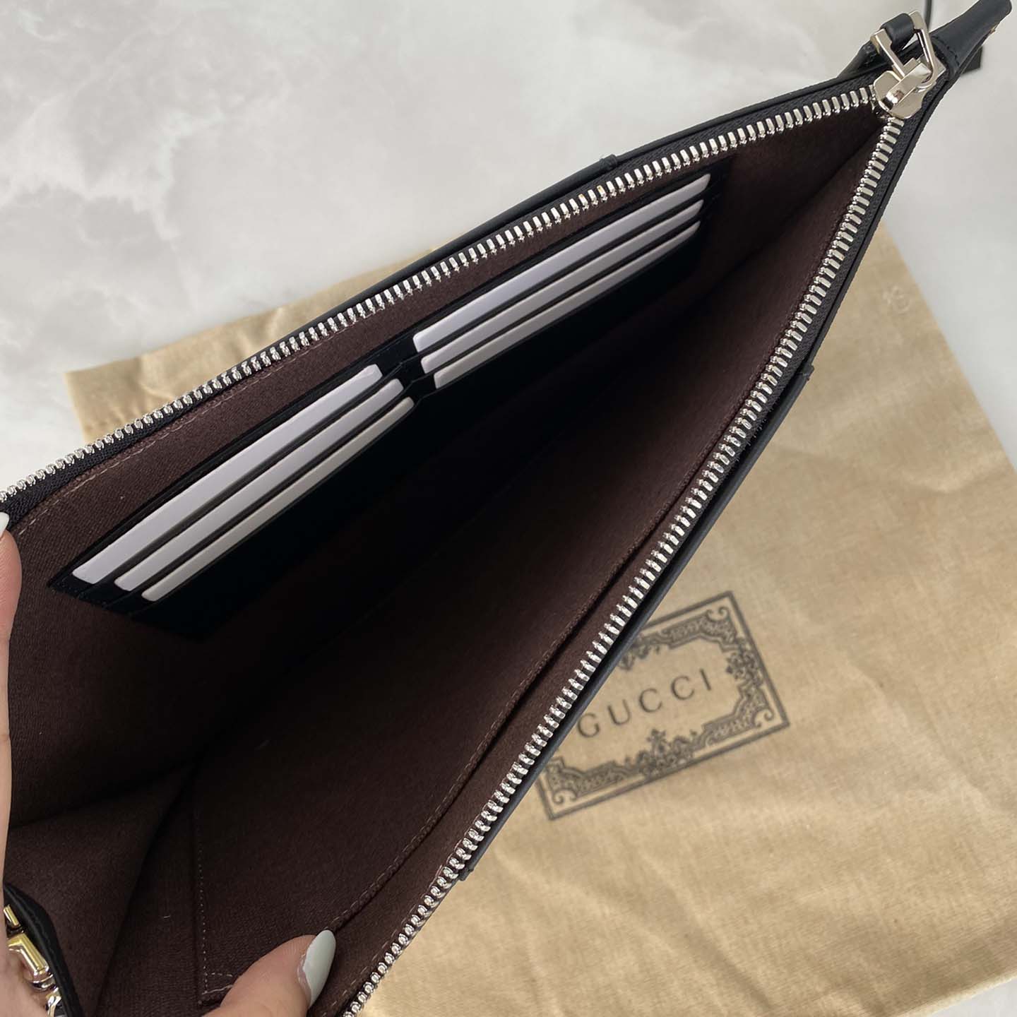 Replica Gucci Beige Canvas Pouch