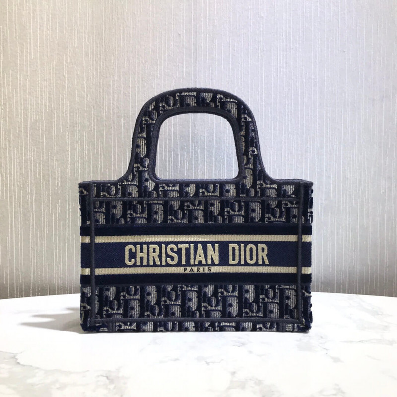 Replica Dior Oblique Embroidered Velvet Mini Book Tote S5475Z