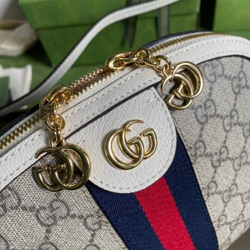 Replica Gucci Ophidia Gg Small Shoulder Bag In White Gg Canvas