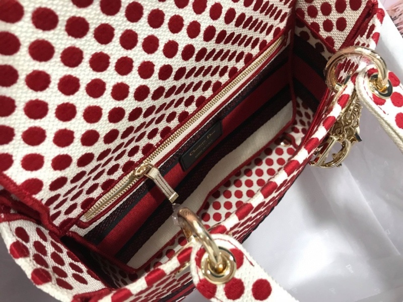 Replica Dior Aaa-Red Dots Medium Lady D-Lite Bag/Embroidered Logo