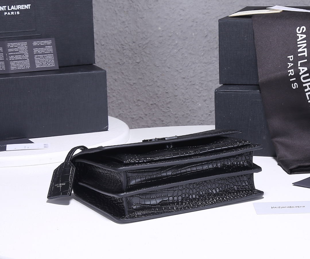 Replica Ysl Sunset Medium In Crocodile Embossed Shiny Leather 1737