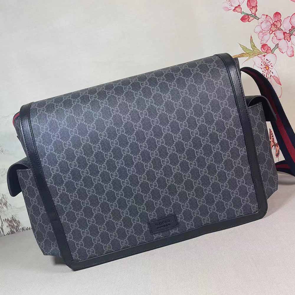 Replica Gucci Gg Supreme Diaper Bag Grey/Black 495909