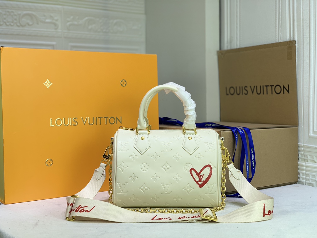 Replica Louis Vuitton Limited Edition Speedy Bandouliere 22 White/Pink
