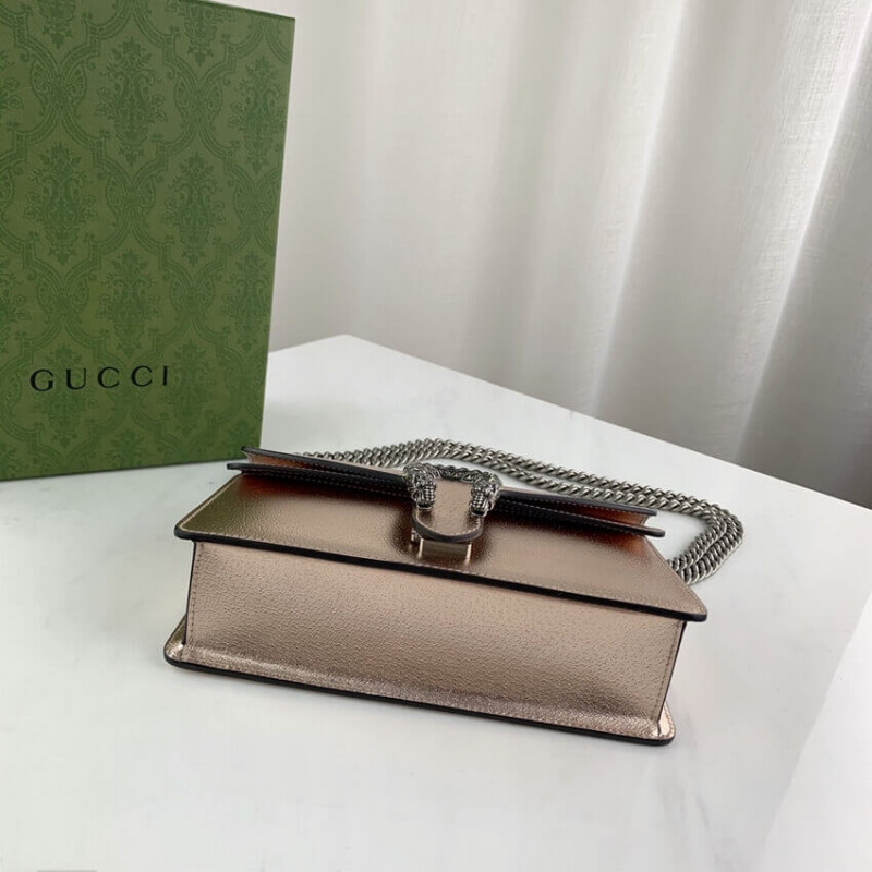 Replica Gucci Dionysus Small Shoulder Bag In Rose Gold Lame Leather 499623