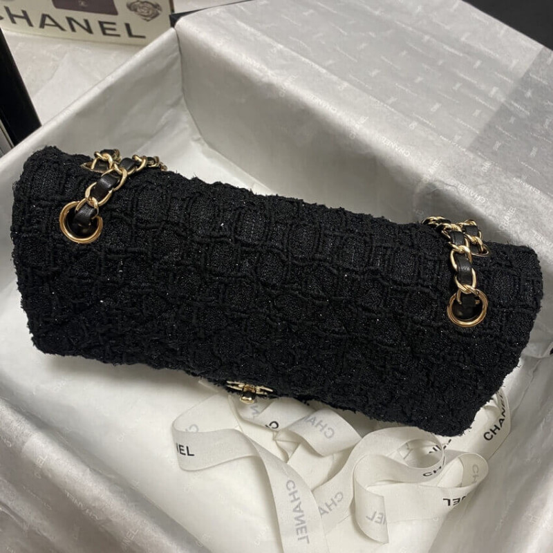 Replica Chanel Classic Flap Bag In Black Tweed 1112