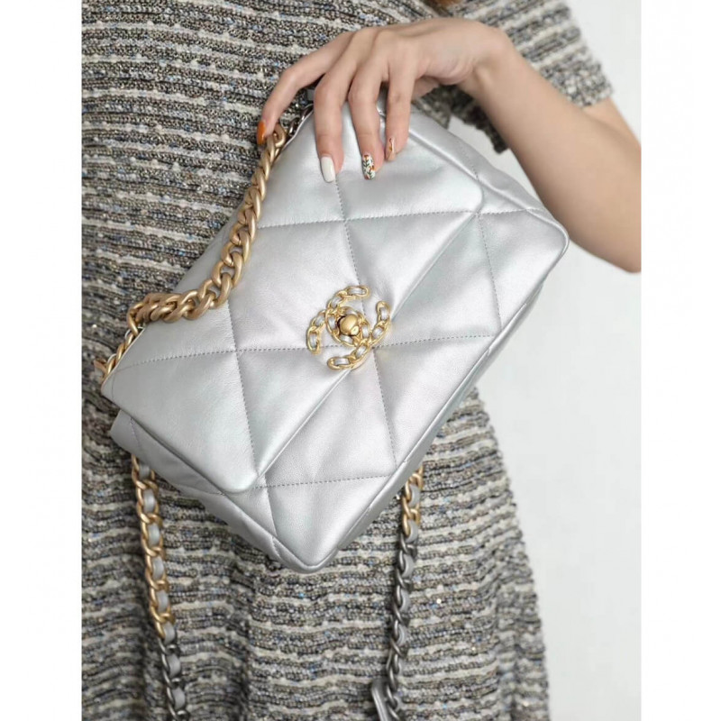 Replica Chanel 19 Flap Bag As1160 Silver