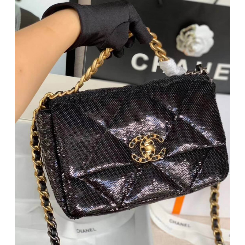 Replica Chanel 19 Flap Bag In Tweed Sequins As1160