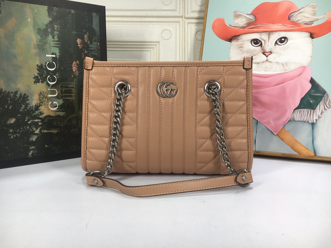 Replica Gucci Marmont Small Tote Bag- Brown/Gray/White