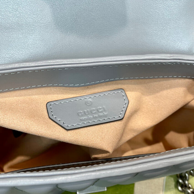 Replica Gucci Gg Marmont Grey Matelasse Leather Mini Top Handle Bag 583571