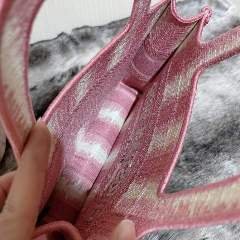 Replica Christian Dior Mini Book Tote Pink D-Stripes Embroidery S5475