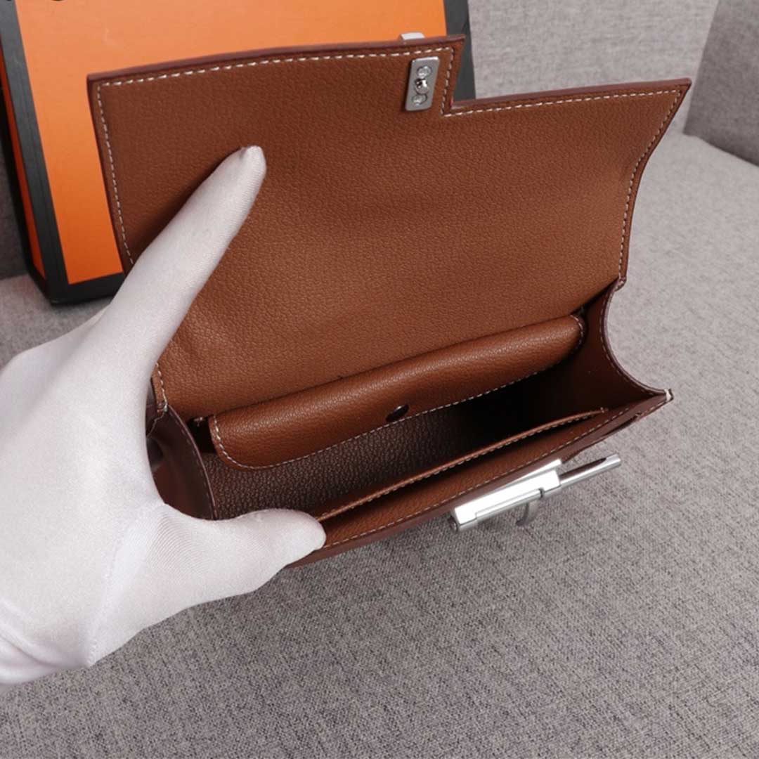 Replica Hermes Verrou Chaine Mini Bag Beige/Black/Brown