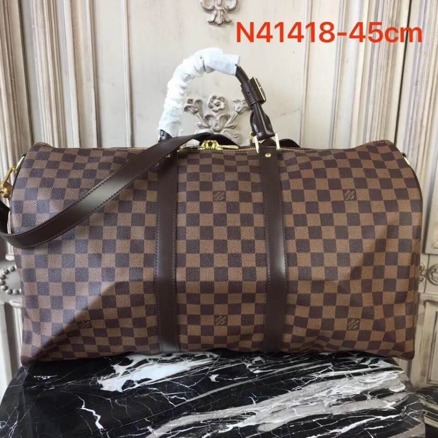 Replica Louis Vuitton Damier Ebene Canvas Keepall Bandouliere 45 N41428