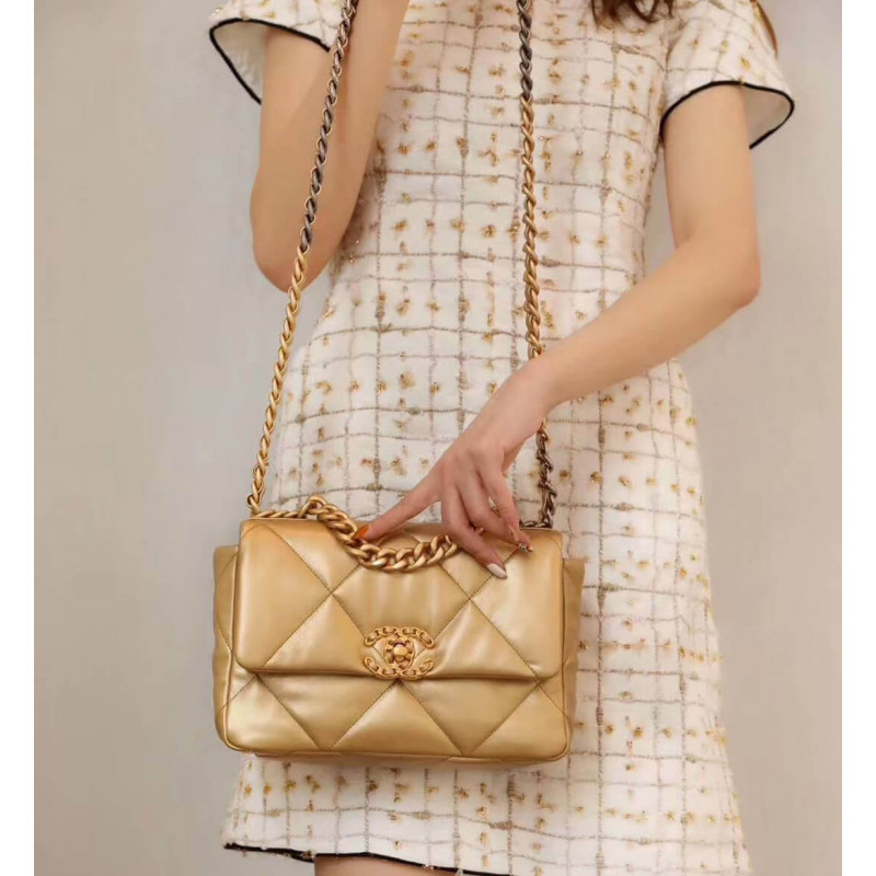 Replica Chanel 19 Flap Bag As1160 Gold