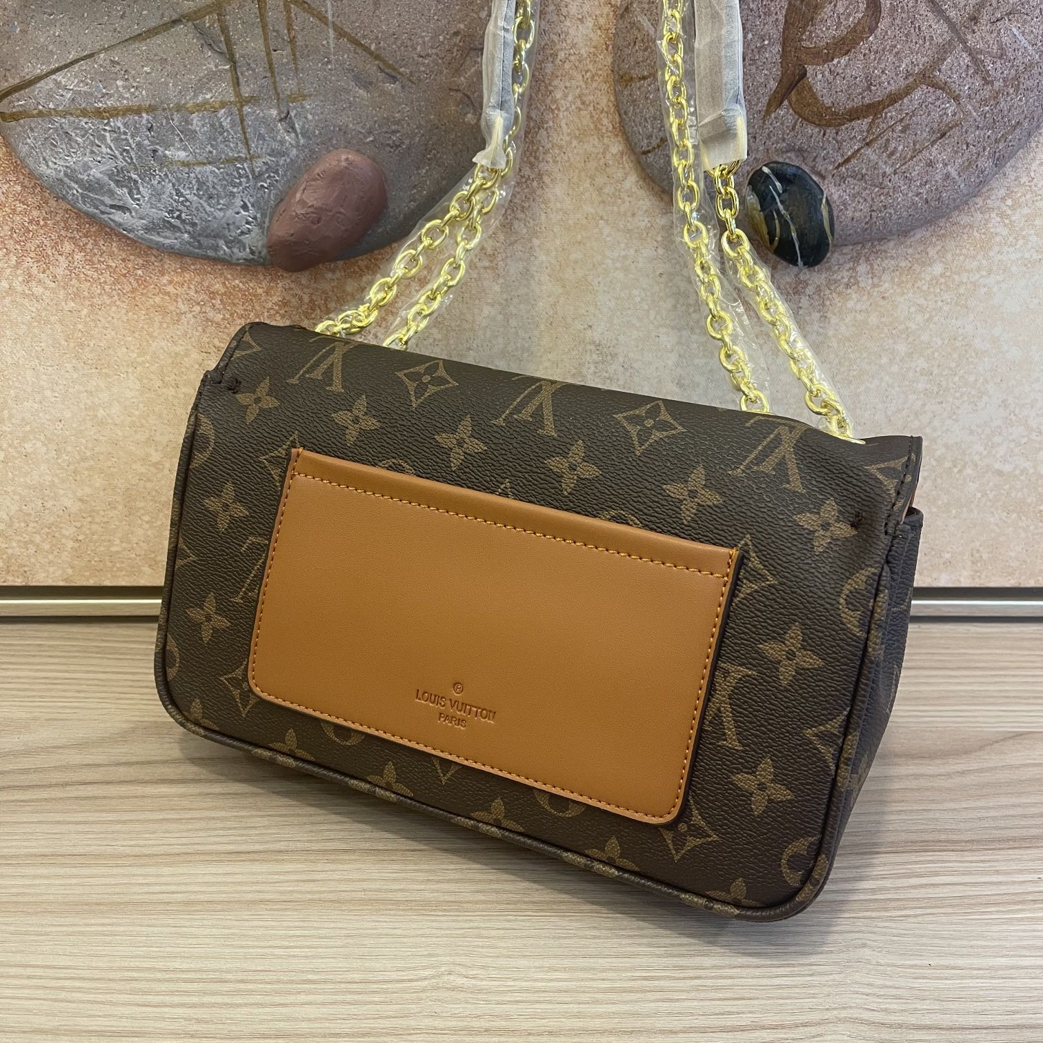 Replica Louis Vuitton Marceau Chain Handbag- Black/Brown