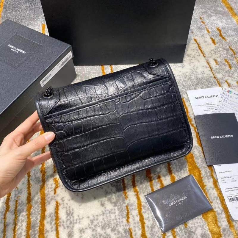 Replica Ysl Saint Laurent Niki Baby In Soft Crocodile-Embossed Leather 533037