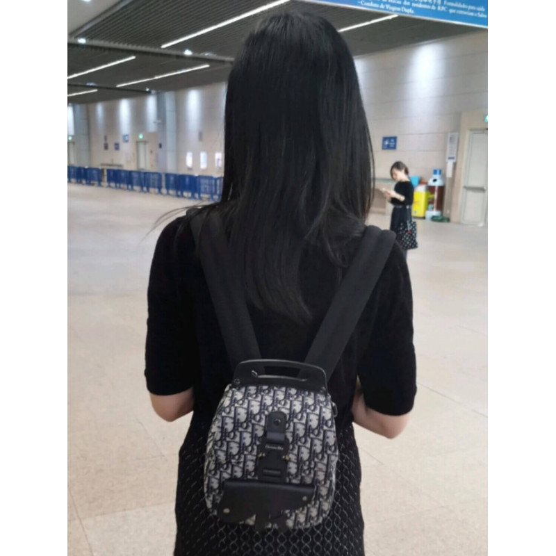 Replica Christian Dior Mini Saddle Backpack Navy Blue Dior Oblique Jacquard 1Ad086