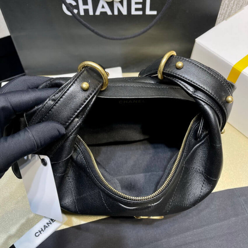 Replica Chanel Black Calfskin Leathe Hobo Bag As2910