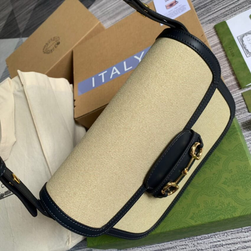 Replica Gucci Horsebit 1955 Small Bag 602204 In Beige Canvas