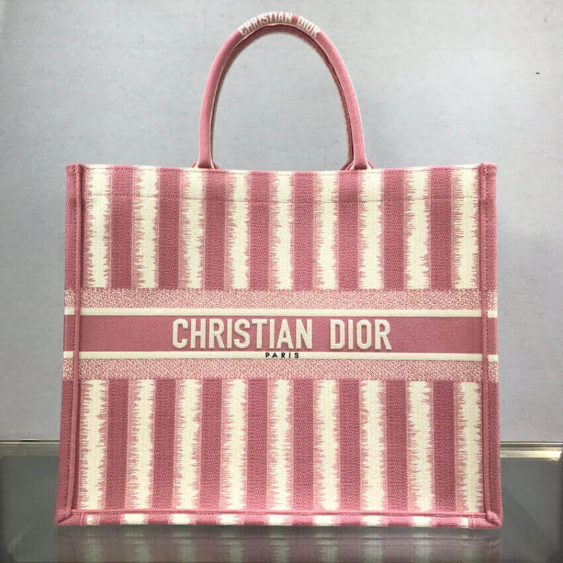 Replica Dior Book Tote Pink D-Stripes Embroidery M1286