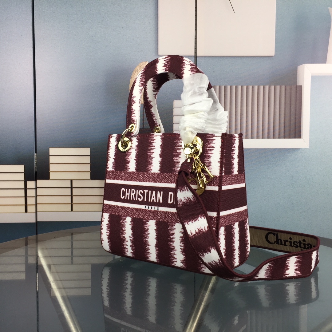 Replica Dior Medium Lady D-Lite Bag Blue/Red/O