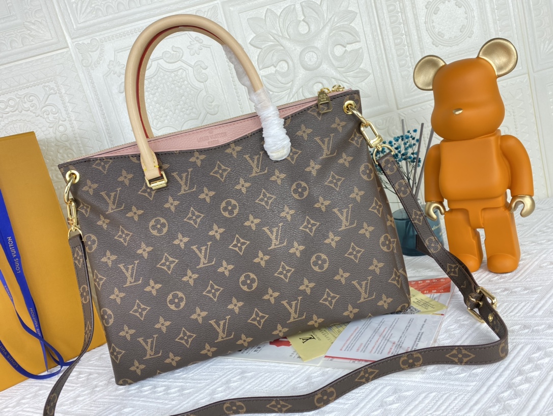 Replica Louis Vuitton Pallas Mm Monogram Black/Red/Pink