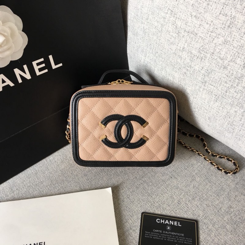Replica Chanel Quilted Caviar Small Vanity Case A93342