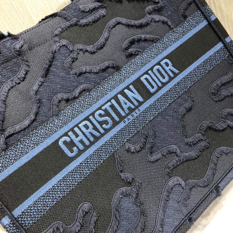 Replica Christian Dior Book Tote Blue Camouflage Embroidery M1286