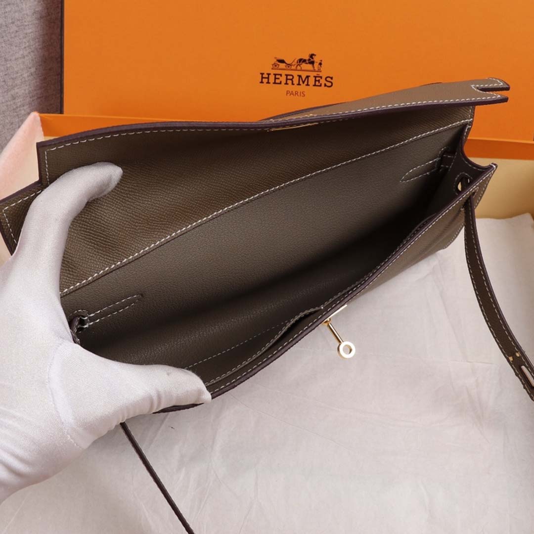 Replica Hermes Aaa-Kelly Cut Pochette Black/Brown/Blue