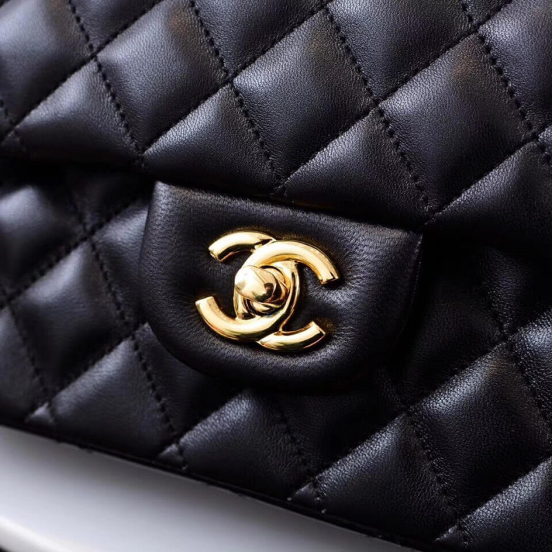 Replica Chanel 1112 Black Medium Size 2.55 Lambskin Leather Flap Bag