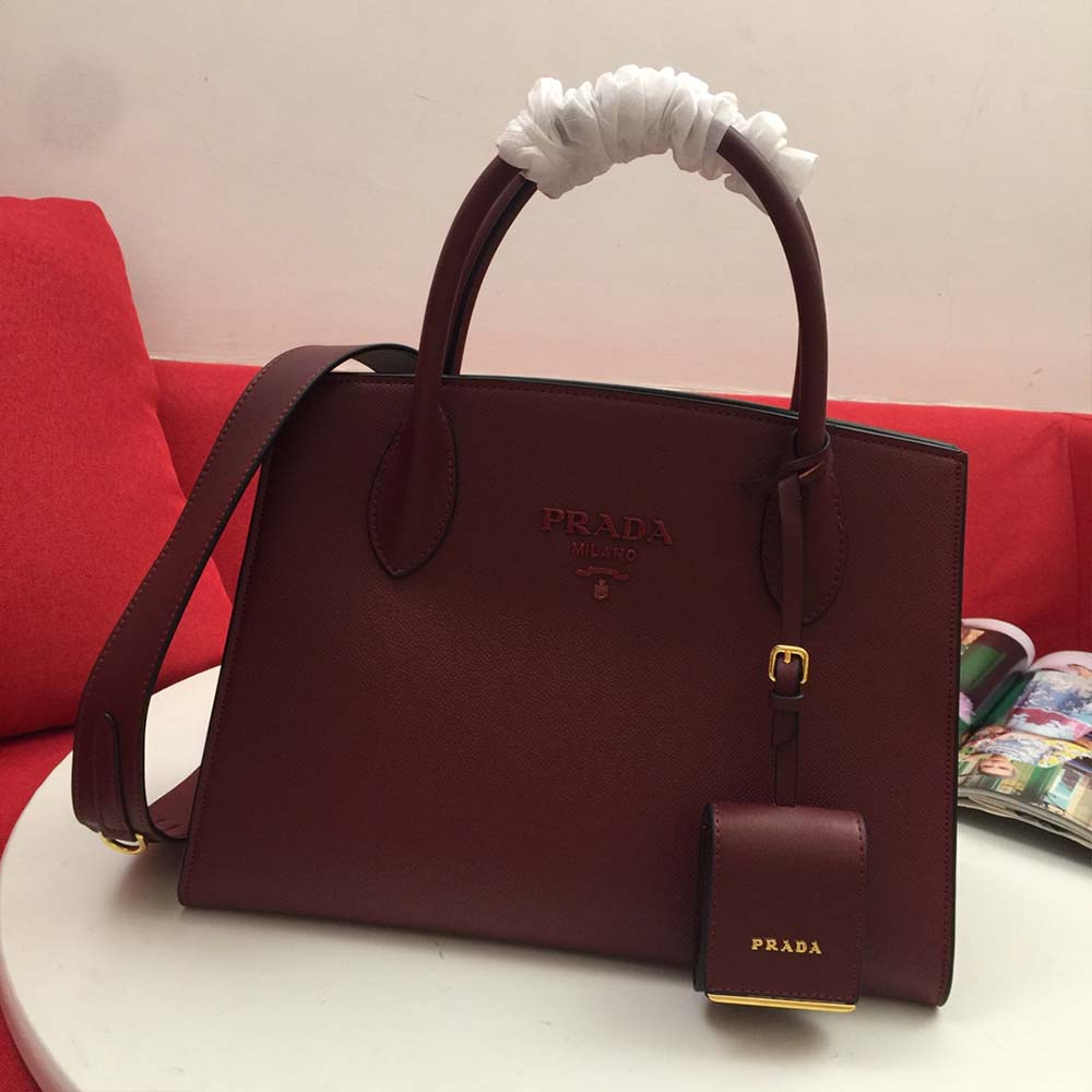 Replica Prada Medium Saffiano Leather Monochrome Bag 1Ba155(66158) Wine