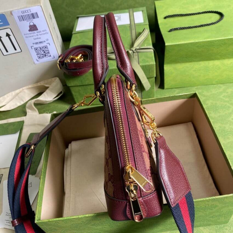Replica Gucci Horsebit 1955 Gg Mini Bag 677212 In Burgundy Gg Canvas