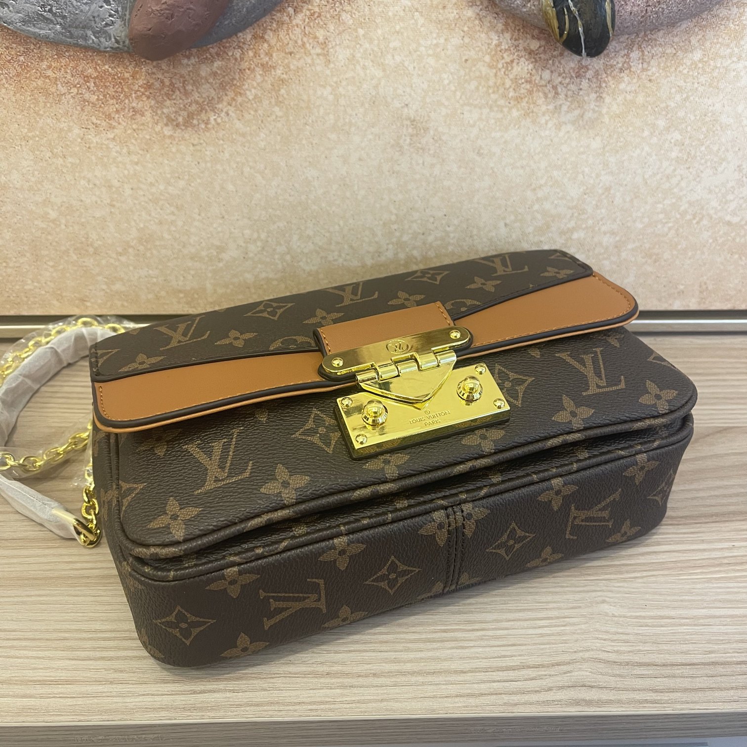 Replica Louis Vuitton Marceau Chain Handbag- Black/Brown