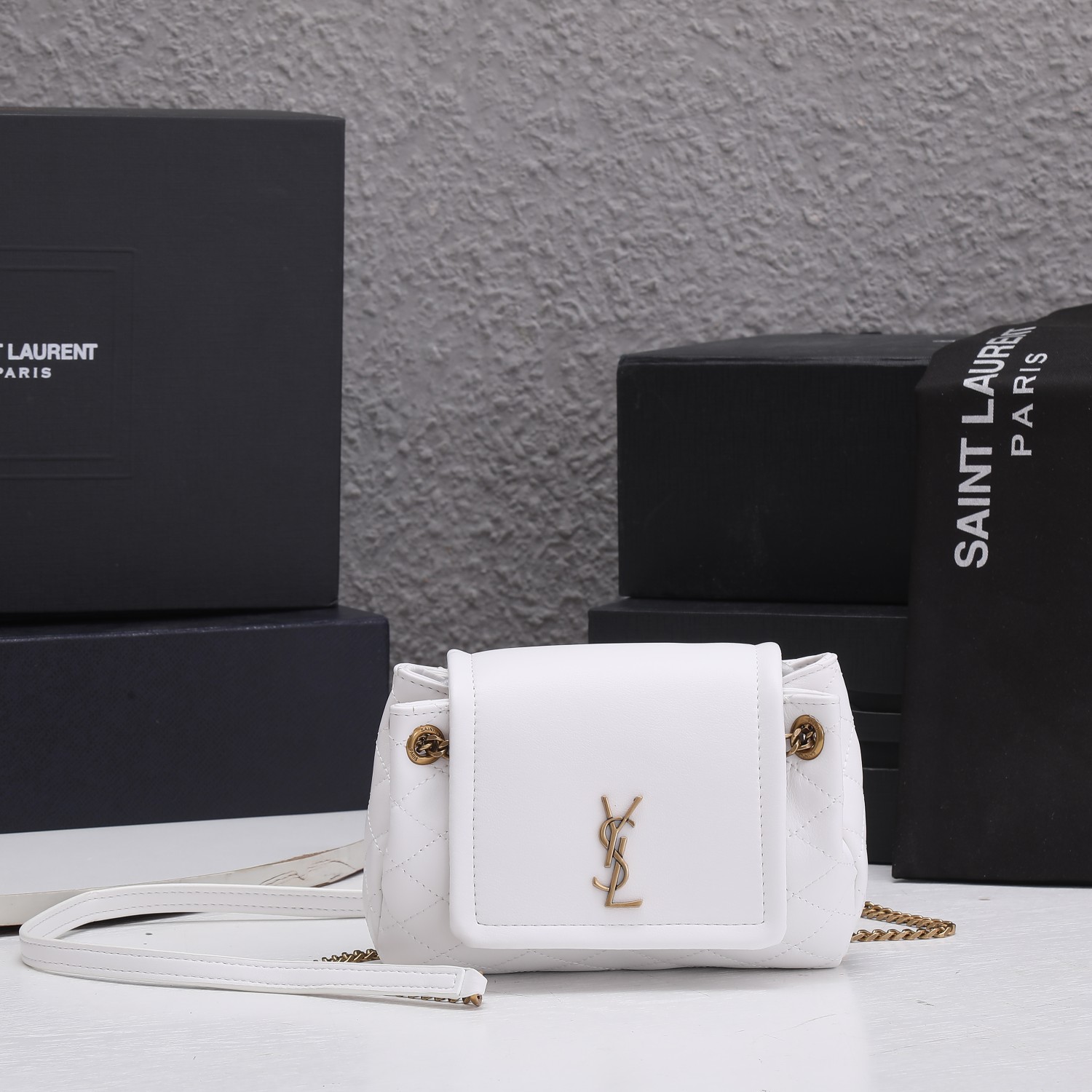 Replica Ysl Mini Nolita Bag In Lambskin- Black/White