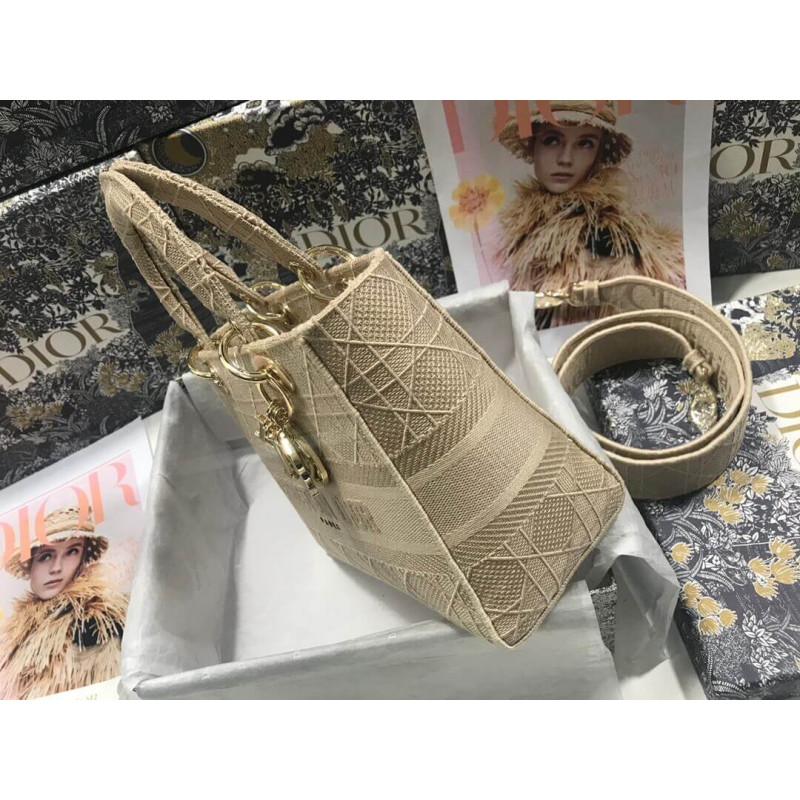 Replica Dior Medium Lady D-Lite Cannage Embroidery M0565