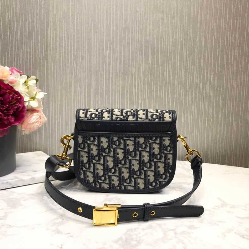 Replica Christian Dior Small Dior Bobby Bag In Blue Dior Oblique Jacquard M9317