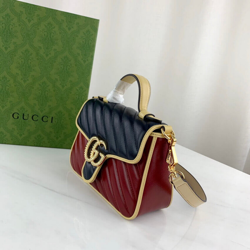Replica Gucci Gg Marmont Mini Bag 583571 Blue And Red Leather