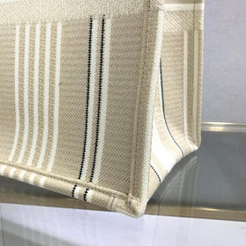 Replica Dior Book Tote Beige Stripes Embroidery M1286
