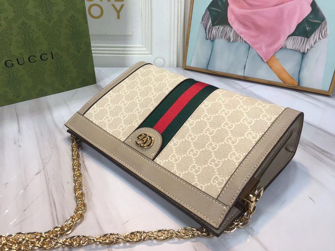 Replica Gucci Ophidia Small Shoulder Bag Beige/Black