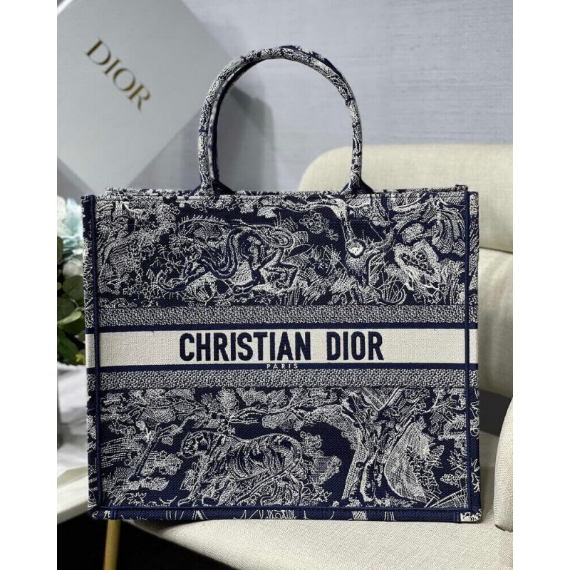 Replica Dior Book Tote Blue Toile De Jouy Reverse Embroidery M1286