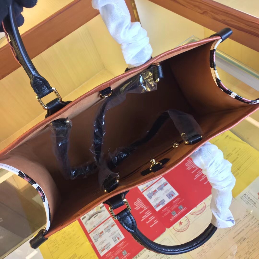 Replica Louis Vuitton Leopard-Print Sides Onthego Black/Brown