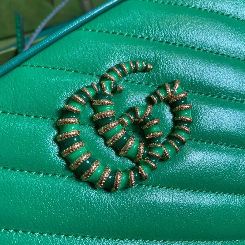 Replica Gucci Gg Marmont Small Shoulder Bag 447632 Green And Emerald Leather