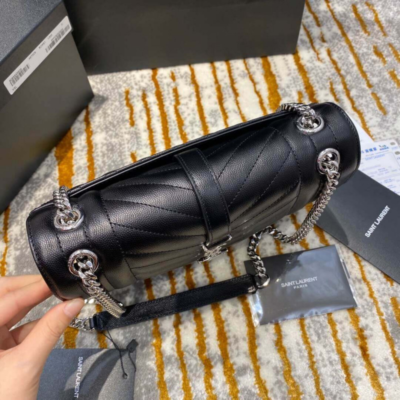 Replica Saint Laurent Grain Leather Envelope Medium Bag 487206 Black