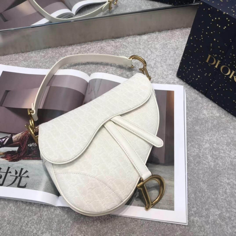 Replica Christian Dior Saddle Bag Ecru Ultramatte Calfskin M0446
