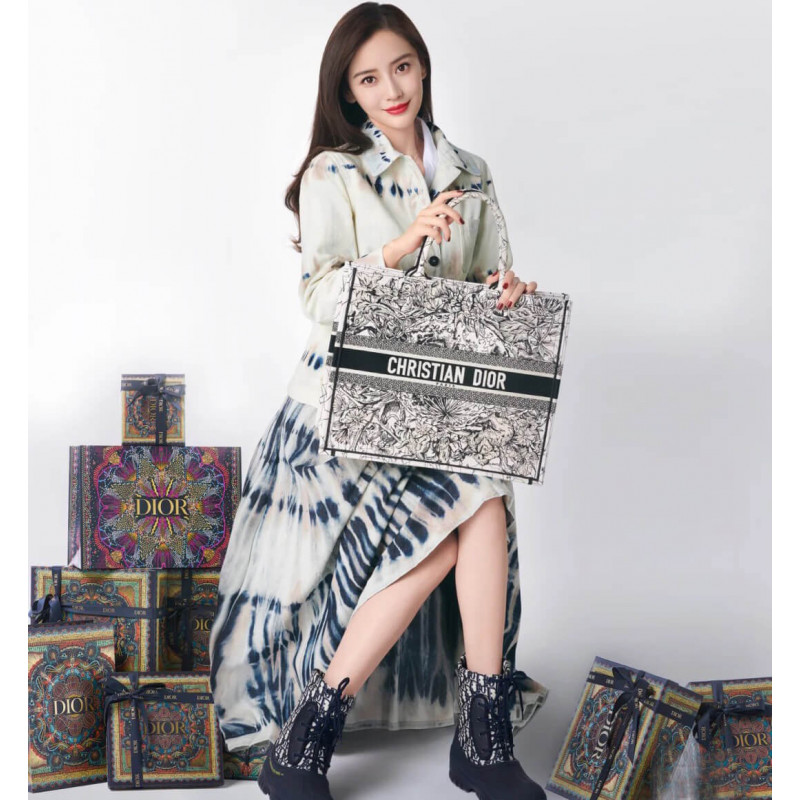 Replica Dior Book Tote Latte Multicolor Dior Zodiac Embroidery M1286