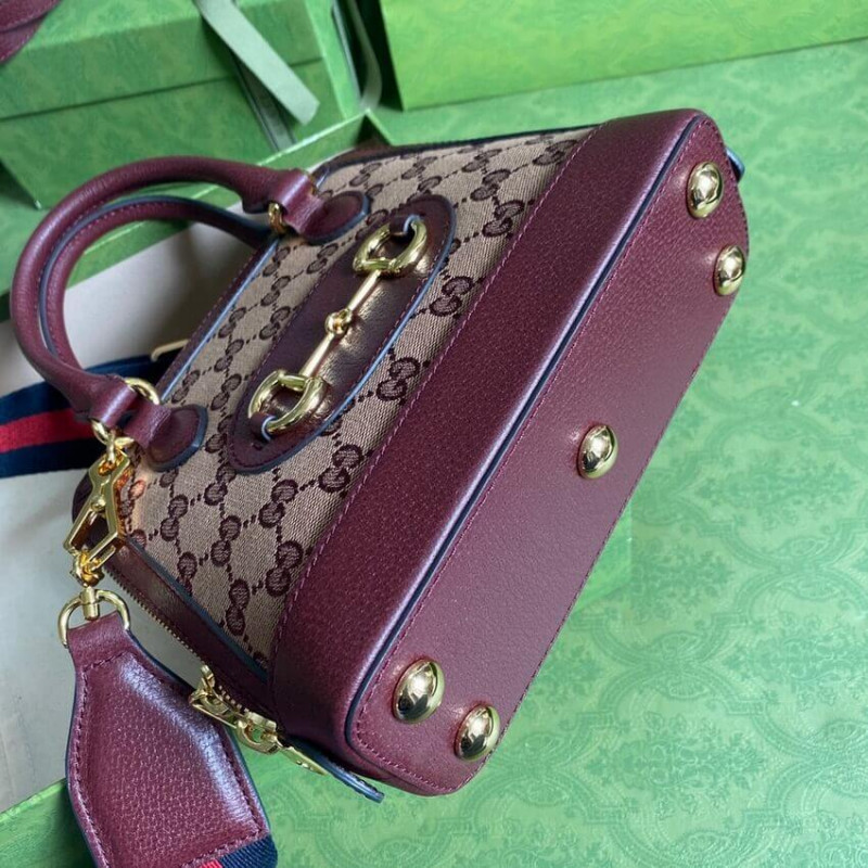 Replica Gucci Horsebit 1955 Gg Mini Bag 677212 In Burgundy Gg Canvas