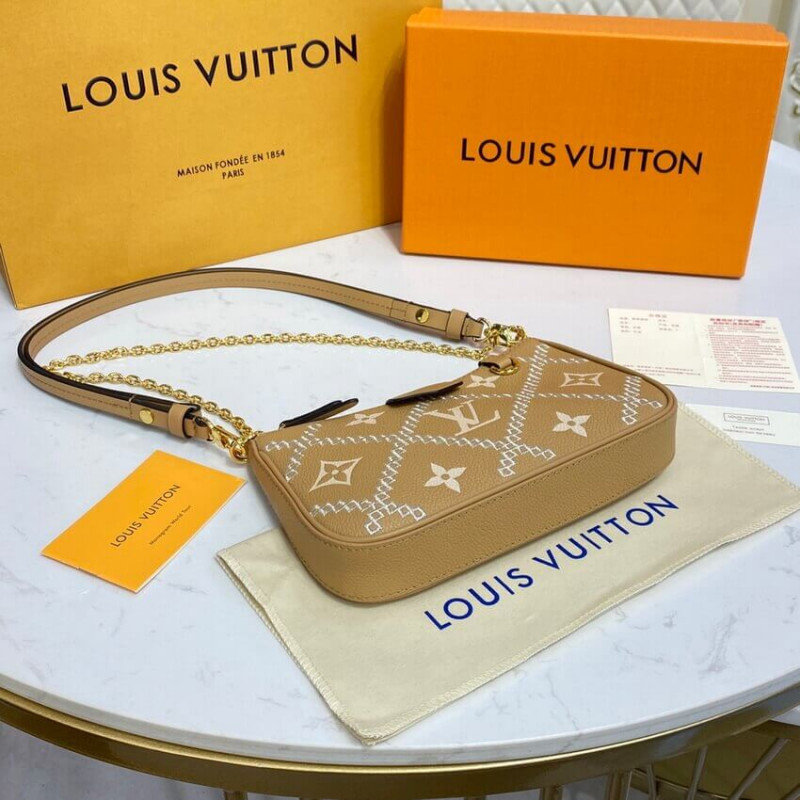 Replica Louis Vuitton Monogram Empreinte Easy Pouch On Strap M81137 Arizona Beige