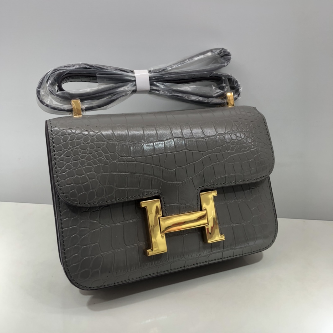 Replica Hermes Constance Crocodile Leather Pattern Cross Body Bag