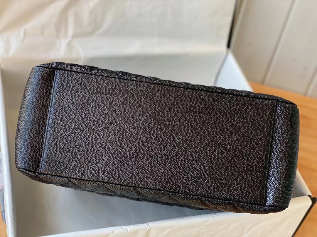 Replica Chanel Grand Shopping Black Tote Quilted Caviar A50995