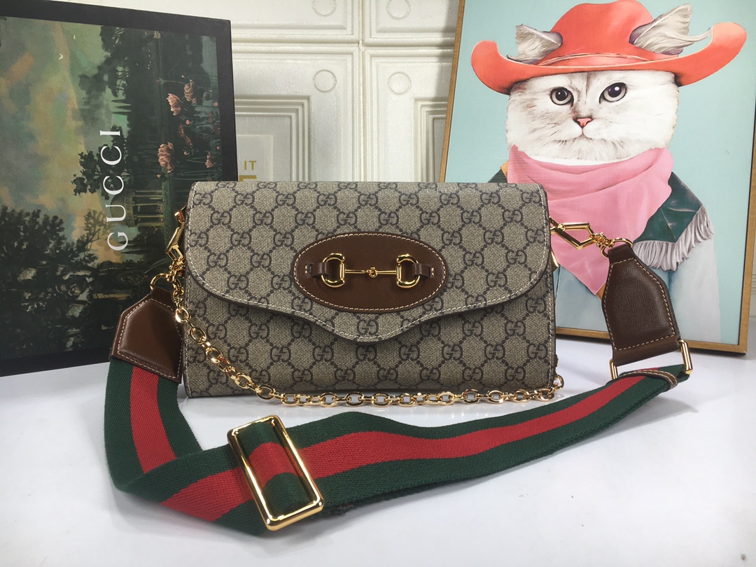Replica Gucci Double G Horsebit 1955 Small Bag- Beige