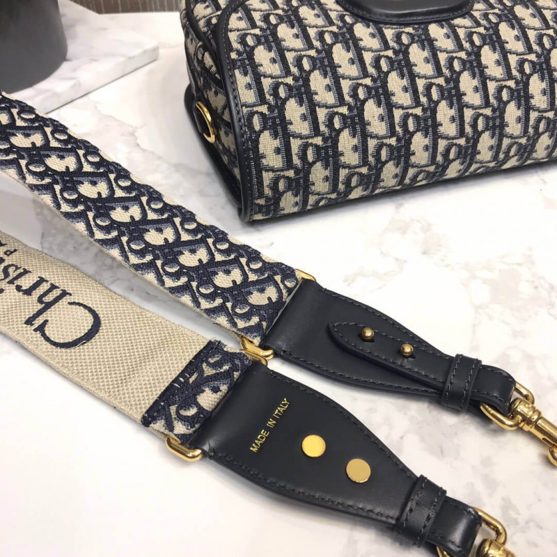 Replica Christian Dior Large Dior Bobby Bag In Blue Dior Oblique Jacquard M9320